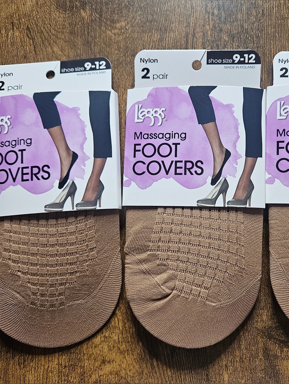 Hanes Women's Massaging Foot Covers 6 Pair (3 Packs) Tan Natural Size 9-12 NWT